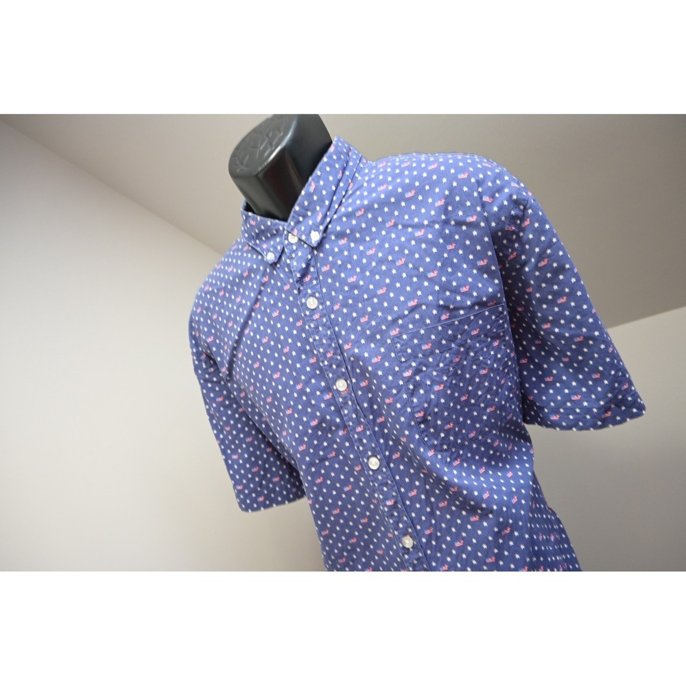 Vineyard Vines Button Up Sirt Mens XXL American Flag‎ Star Whale Slim Fit Murray